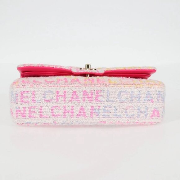 CHANEL Matelasse 25 Chain Shoulder Bag Tweed Pink Gold CC Auth MX484M - Picture 10 of 15